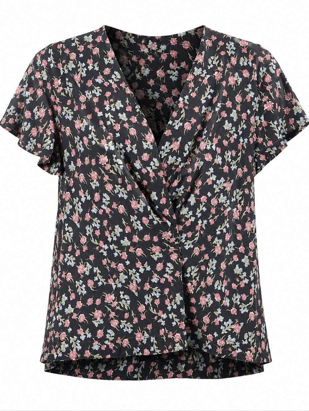 Rag & Bone 100% Silk Black Floral Pullover Blouse Size L